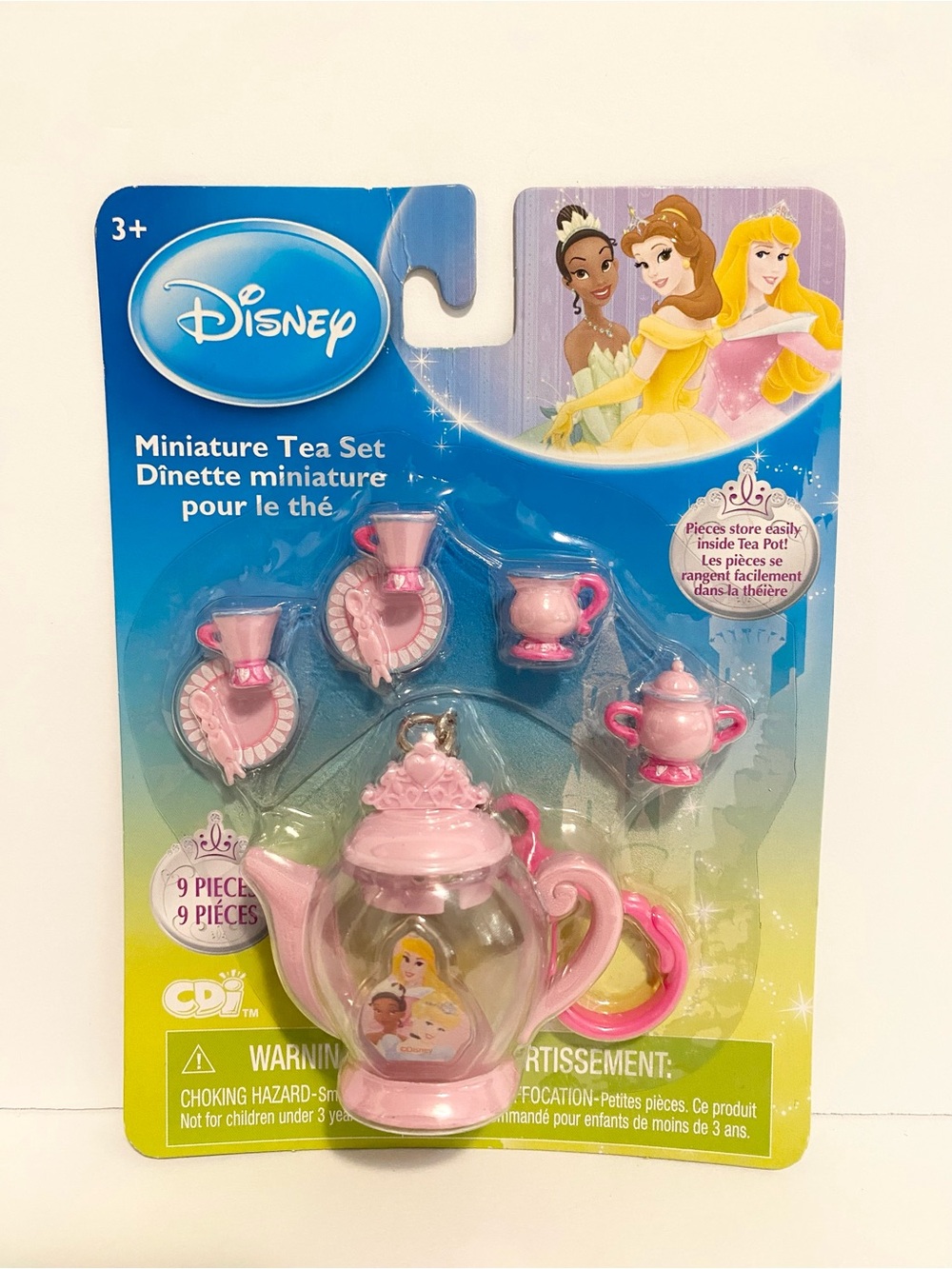 Disney Princess Miniature Tea Set Aurora Belle Tiana Play Toy 2012 Sealed Gift